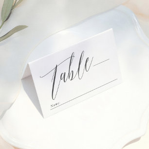 Eenvoudige Calligrafie Zwart & Wit Monogram Trouwf Plaatskaartje