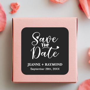 Eenvoudige Calligrafie Zwarte Trouw Save the Date Vierkante Sticker