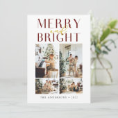 Eenvoudige camera Merry en Bright Vier Foto Feestdagenkaart (Staand voorkant)