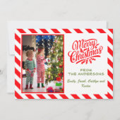 Eenvoudige Candy Cane Gestreepte Vrolijke Kerstfot Feestdagenkaart (Voorkant)