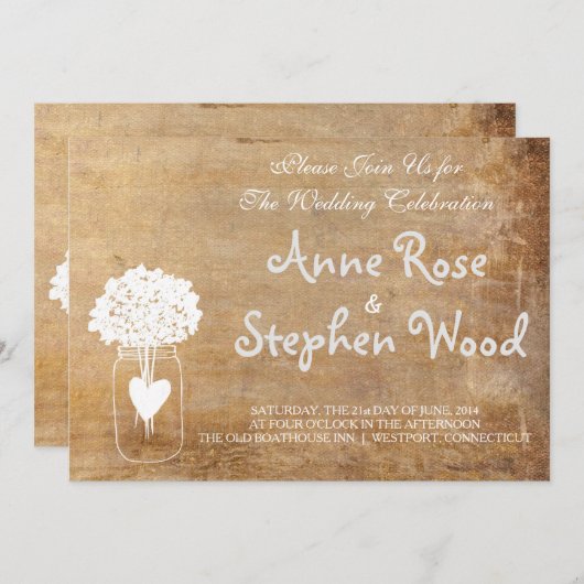 Eenvoudige Canvas Mason Jar bruiloft uitnodiging (Voorkant / Achterkant)
