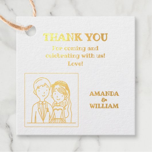 Eenvoudige, Cartoon-achtige echtgenoten illustrati Bedankjes Labels (Voorkant)