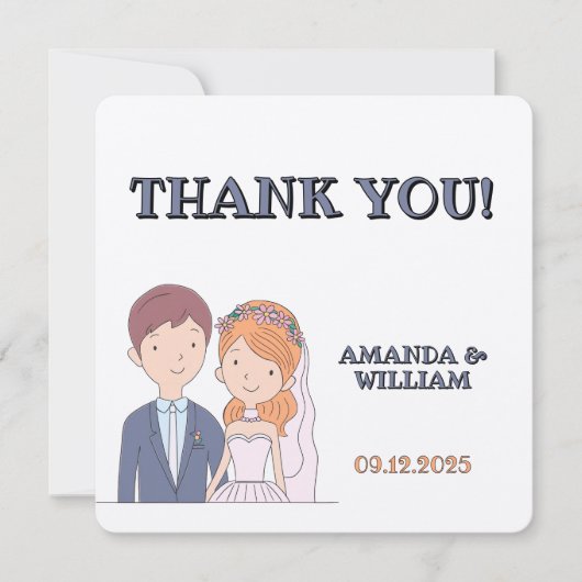 Eenvoudige, Cartoon-achtige echtgenoten illustrati Bedankkaart (Voorkant)