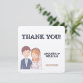 Eenvoudige, Cartoon-achtige echtgenoten illustrati Bedankkaart (Staand voorkant)