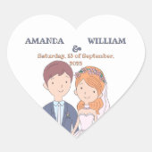 Eenvoudige, Cartoon-achtige echtgenoten illustrati Hart Sticker (Voorkant)