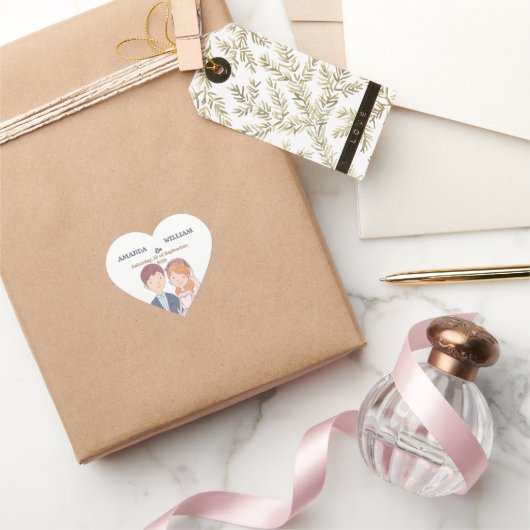 Eenvoudige, Cartoon-achtige echtgenoten illustrati Hart Sticker (Geschenken)