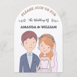Eenvoudige, Cartoon-achtige echtgenoten illustrati Kaart