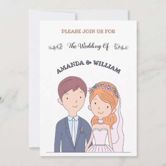 Eenvoudige, Cartoon-achtige echtgenoten illustrati Kaart (Voorkant)