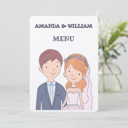 Eenvoudige, Cartoon-achtige echtgenoten illustrati Menu (Staand voorkant)