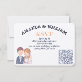 Eenvoudige, Cartoon-achtige echtgenoten illustrati RSVP Kaartje