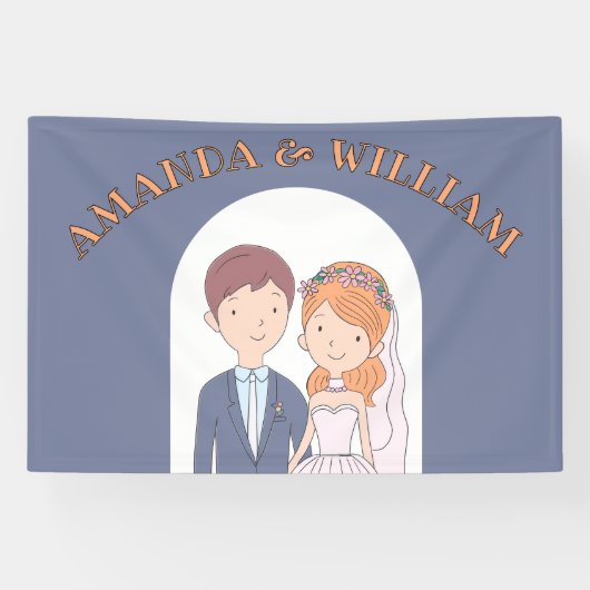 Eenvoudige, Cartoon-achtige echtgenoten illustrati Spandoek (Horizontaal)