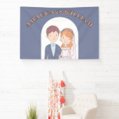 Eenvoudige, Cartoon-achtige echtgenoten illustrati Spandoek (Insitu)