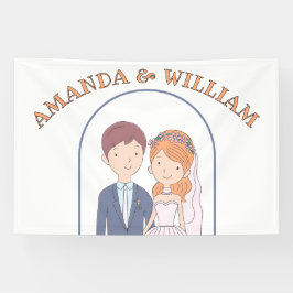 Eenvoudige, Cartoon-achtige echtgenoten illustrati Spandoek