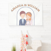 Eenvoudige, Cartoon-achtige echtgenoten illustrati Spandoek (Insitu)