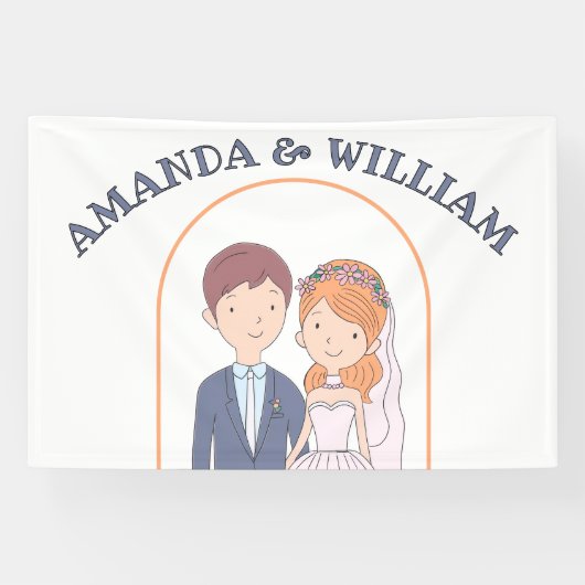 Eenvoudige, Cartoon-achtige echtgenoten illustrati Spandoek (Horizontaal)