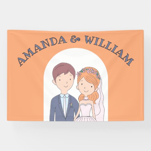 Eenvoudige, Cartoon-achtige echtgenoten illustrati Spandoek (Horizontaal)