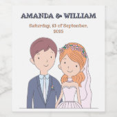 Eenvoudige, Cartoon-achtige echtgenoten illustrati Wijn Etiket (Enkel label)