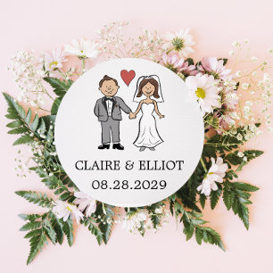 Eenvoudige Cartoon bruiloft Ronde Sticker