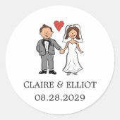 Eenvoudige Cartoon bruiloft Ronde Sticker (Voorkant)