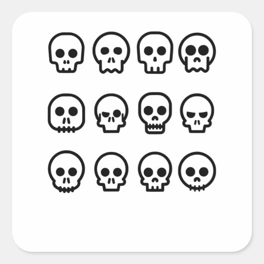 Eenvoudige Cartoon Halloween doodskop Vierkante Sticker (Voorkant)