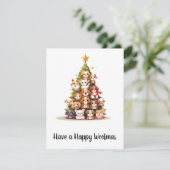 Eenvoudige cartoon hondenboom kerst Kaart (Staand voorkant)