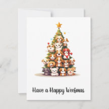 Eenvoudige cartoon hondenboom kerst Kaart