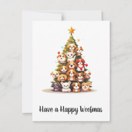 Eenvoudige cartoon hondenboom kerst Kaart