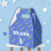 Eenvoudige Cartoon Rocket Blue Kind Birthday Bedankdoosjes