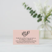 Eenvoudige, Casual Blush Pink RSVP-uitbreidingskaa Informatiekaartje (Staand voorkant)