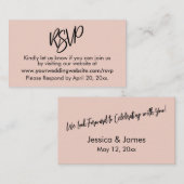 Eenvoudige, Casual Blush Pink RSVP-uitbreidingskaa Informatiekaartje (Voorkant / Achterkant)