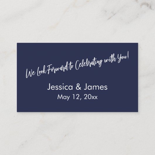 Eenvoudige Casual Bold Navy Blue RSVP Behuizing Ka Informatiekaartje (Achterkant)