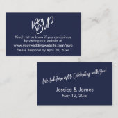 Eenvoudige Casual Bold Navy Blue RSVP Behuizing Ka Informatiekaartje (Voorkant / Achterkant)
