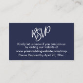 Eenvoudige Casual Bold Navy Blue RSVP Behuizing Ka Informatiekaartje (Voorkant)