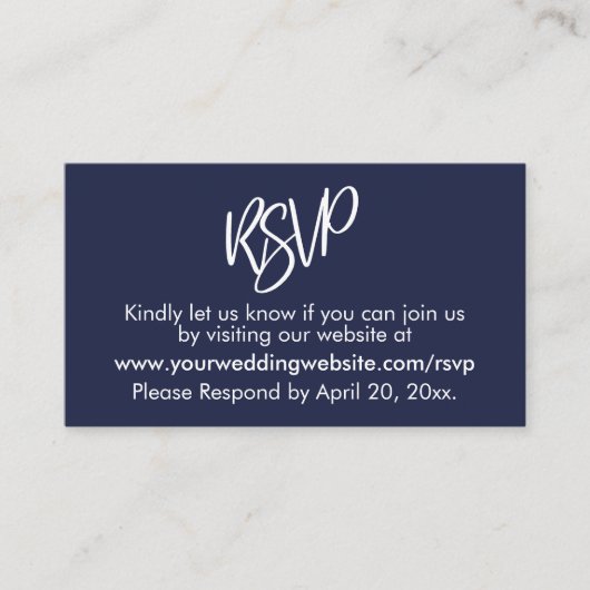 Eenvoudige Casual Bold Navy Blue RSVP Behuizing Ka Informatiekaartje (Voorkant)
