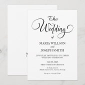 Eenvoudige casual moderne minimalistische bruiloft kaart (Voorkant / Achterkant)