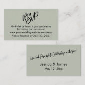 Eenvoudige, Casual Sage Green RSVP Enclosure Kaart (Voorkant / Achterkant)