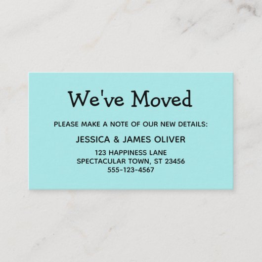 Eenvoudige, Casual, Turquoise "We hebben ons verpl Visitekaartje (Voorkant)