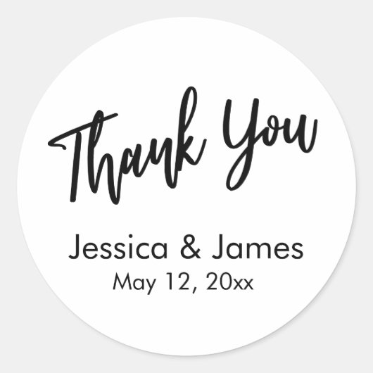 Eenvoudige Casual typografie Hartelijk dank, zwart Ronde Sticker (Voorkant)