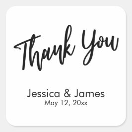 Eenvoudige Casual typografie Hartelijk dank, zwart Vierkante Sticker
