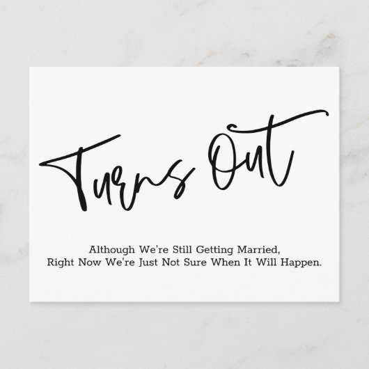 Eenvoudige Casual uitgestelde huwelijksaankondigin Briefkaart (Voorkant)