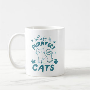 Eenvoudige Cat Quote Charmante Paw Print Blauwgroe Koffiemok