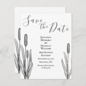 Eenvoudige Cattails Black en White Wedding Save The Date (Voorkant / Achterkant)