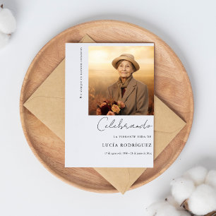 Eenvoudige Celebrando Spaanse Begrafenis aankondig Kaart