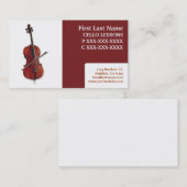 Eenvoudige cello lessen muziek visitekaartjes (Voorkant / Achterkant)