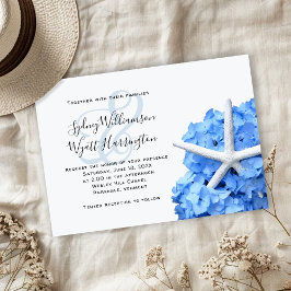 Eenvoudige ceremonie voor Starfish Blue Hydrangea Kaart