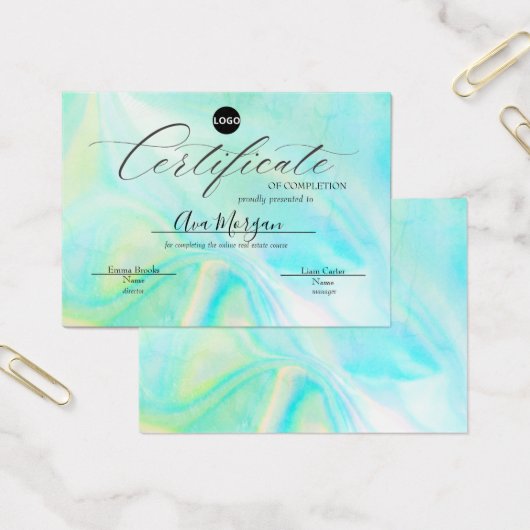 Eenvoudige certificaatSjabloon – holografisch effe Visitekaartje (Kantoor)