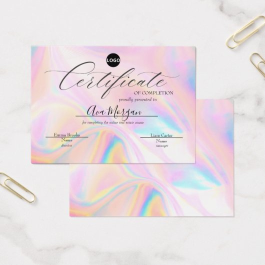 Eenvoudige certificaatSjabloon – holografisch effe Visitekaartje (Kantoor)