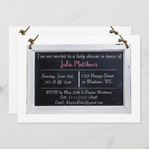 Eenvoudige chalkboard Baby Shower-uitnodigingen Kaart