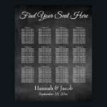 Eenvoudige Chalkboard Wedding Reception Sezing Cha Poster<br><div class="desc">Dit vette, eenvoudige ontwerp kenmerkt een gekrabd afbeelding van het krijtbord dat door witte tekst wordt bedekt. Eenvoudige, elegante doopvonten kunnen worden veranderd als u verkiest. Alle lagen werden afzonderlijk toegevoegd en open verlaten om u veel ontwerpcontrole te geven. Deze opstelling heeft 12 lijsten die in 3 rijen van 4...</div>