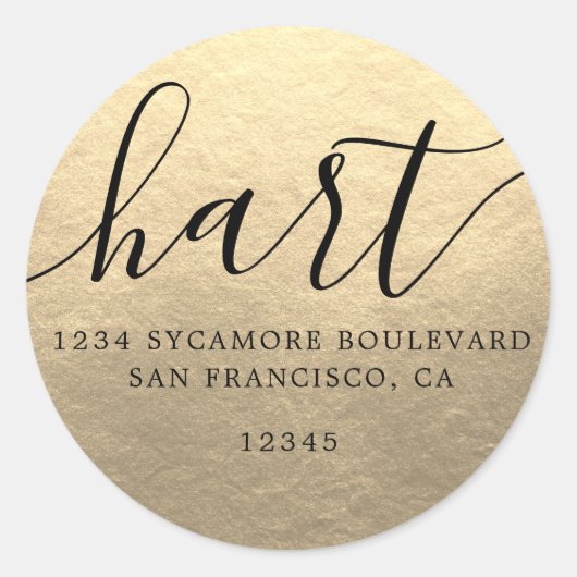 Eenvoudige Champagne Gold familie retour adres lab Ronde Sticker (Voorkant)
